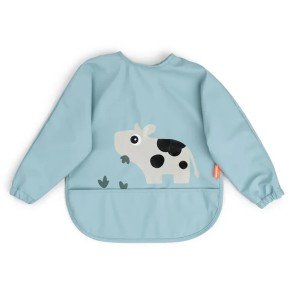DONE BY DEER Blue Sleeved Tiny Farm Pocket Bib