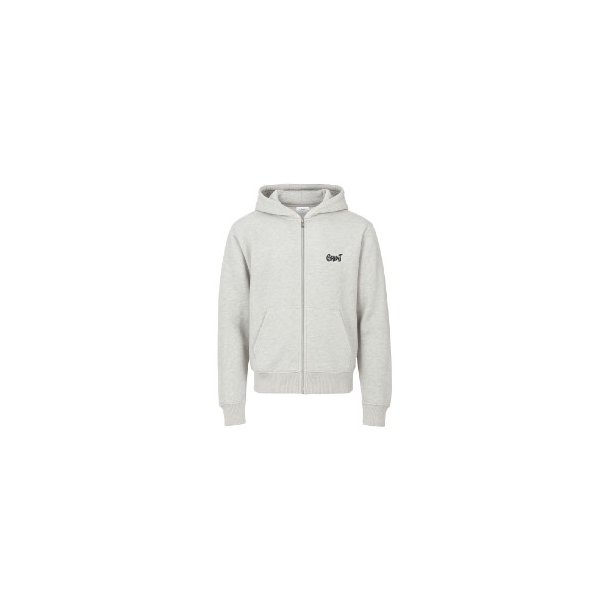 GRUNT Light Grey Melange Logo Zip Hoodie