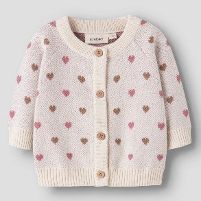 LIL' ATELIER Turtledove Heart Saran Strik Baby Cardigan