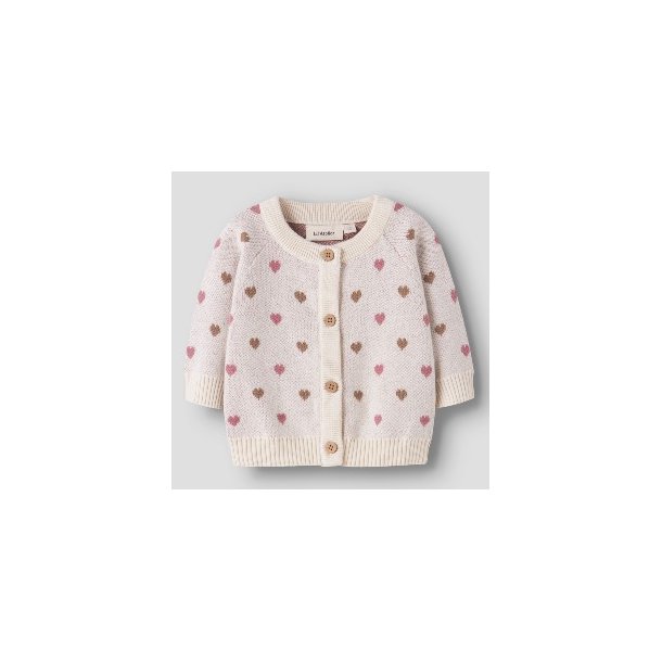 LIL' ATELIER Turtledove Heart Saran Strik Baby Cardigan