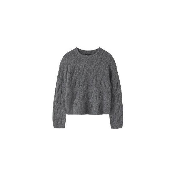 LMTD Dark Grey Melange Bullo Strik Bluse