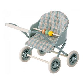 MAILEG Blue Baby Mouse Stroller