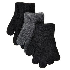 MIKK-LINE Black Antrazite 3 Pak Uld Handsker