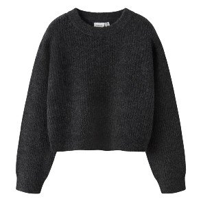 NAME IT Dark Grey Melange Holly Strik Bluse