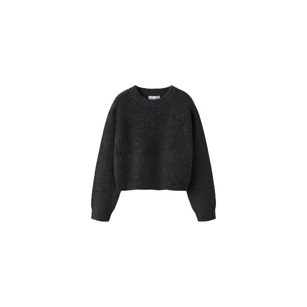 NAME IT Dark Grey Melange Holly Strik Bluse