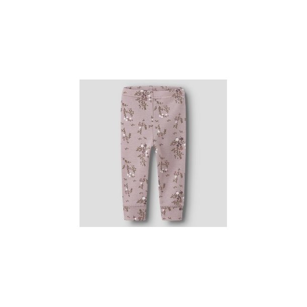 NAME IT Shadow Gray Long Flowers Low Wool Leggings
