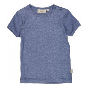 WHEAT Blue Melange Rib T Shirt SS